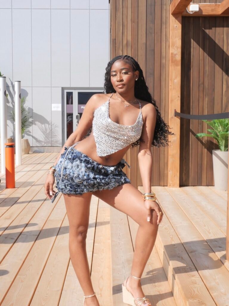 Model in skirt
